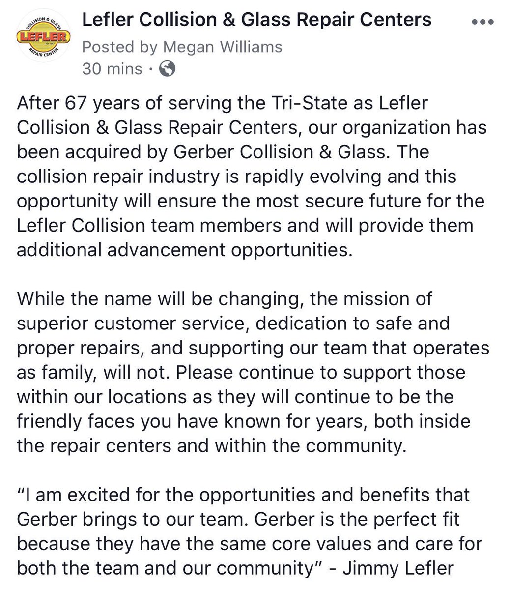 We may be getting a new name but we are remaining the same people you have known for years.  #leflercollision is now #gerbercollision