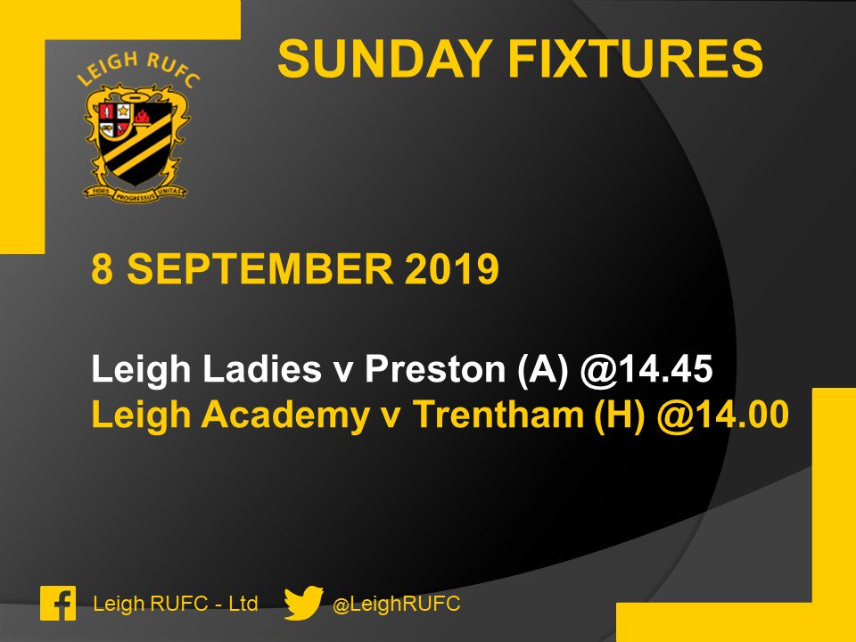 LeighRUFC's tweet photo. This weekend sees all senior and academy teams in action as we welcome the start of the #rugbyseason at Round Ash Park. 
#blackandamber #thebestweekends
@weareleighrufc @LeighLadiesRUFC https://t.co/pGKVaeZdRH