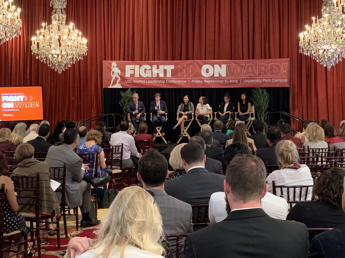 USCAlumni's tweet photo. Today’s conference closed with words from current Trojan students, reminding us all of the many reasons we continue to “Fight Onward!” for this great university. #USCALC #USCAlumni https://t.co/FcJlAwCVG2