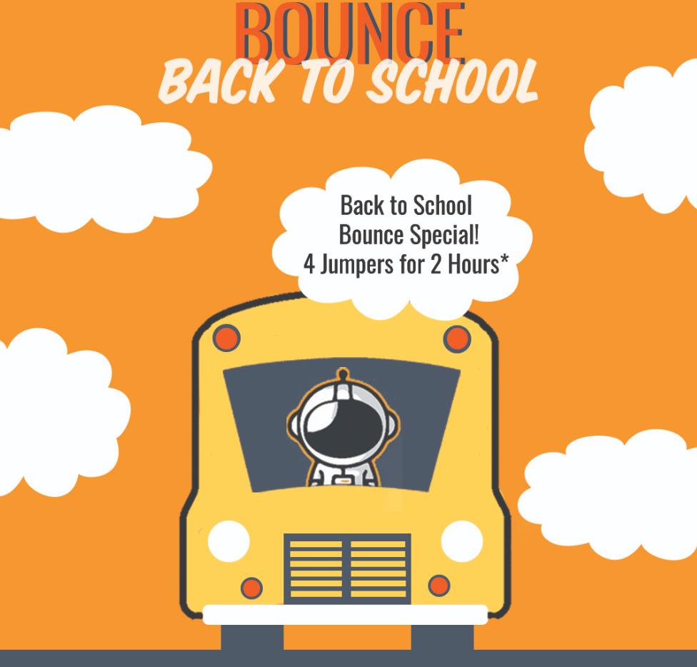 bigairsc's tweet photo. Love to Jump?  We got you covered with our Back to School Bounce Special for 2 hours and 4 Jumpers! Check your local Big Air website for more details.  
#Jumphappy! https://t.co/zaUpBkXQEf
