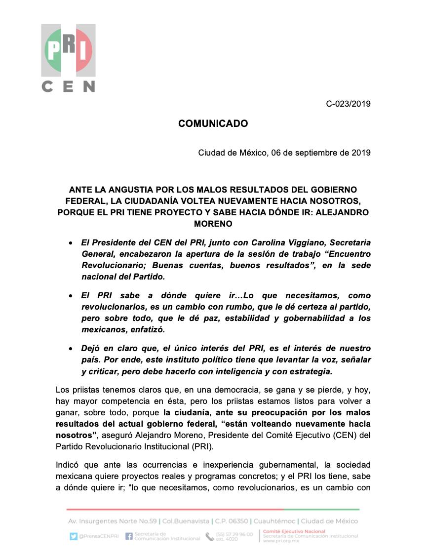 PrensaCENPRI's tweet photo. #Comunicado | Ante la angustia por los malos resultados del #GobiernoFederal, la ciudadanía voltea nuevamente hacia nosotros, porque el @PRI_Nacional tiene proyecto y sabe hacia dónde ir: @alitomorenoc 
 
📄 https://t.co/vggAhsKzDH https://t.co/LMCCrYkZaG