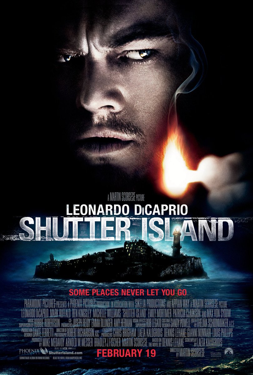 SHUTTER ISLANDAnother masterpiece Leo Dicaprio movie! Its about 2 orang U.S Marshal dihantar ke sebuah pulau yg ada rumah sakit jiwa untuk menyiasat kes kehilangan seorang pesakit mental. Tapi pulau tu seolah menyembunyikan sesuatu... Mindblowing and seram af tapi best! 
