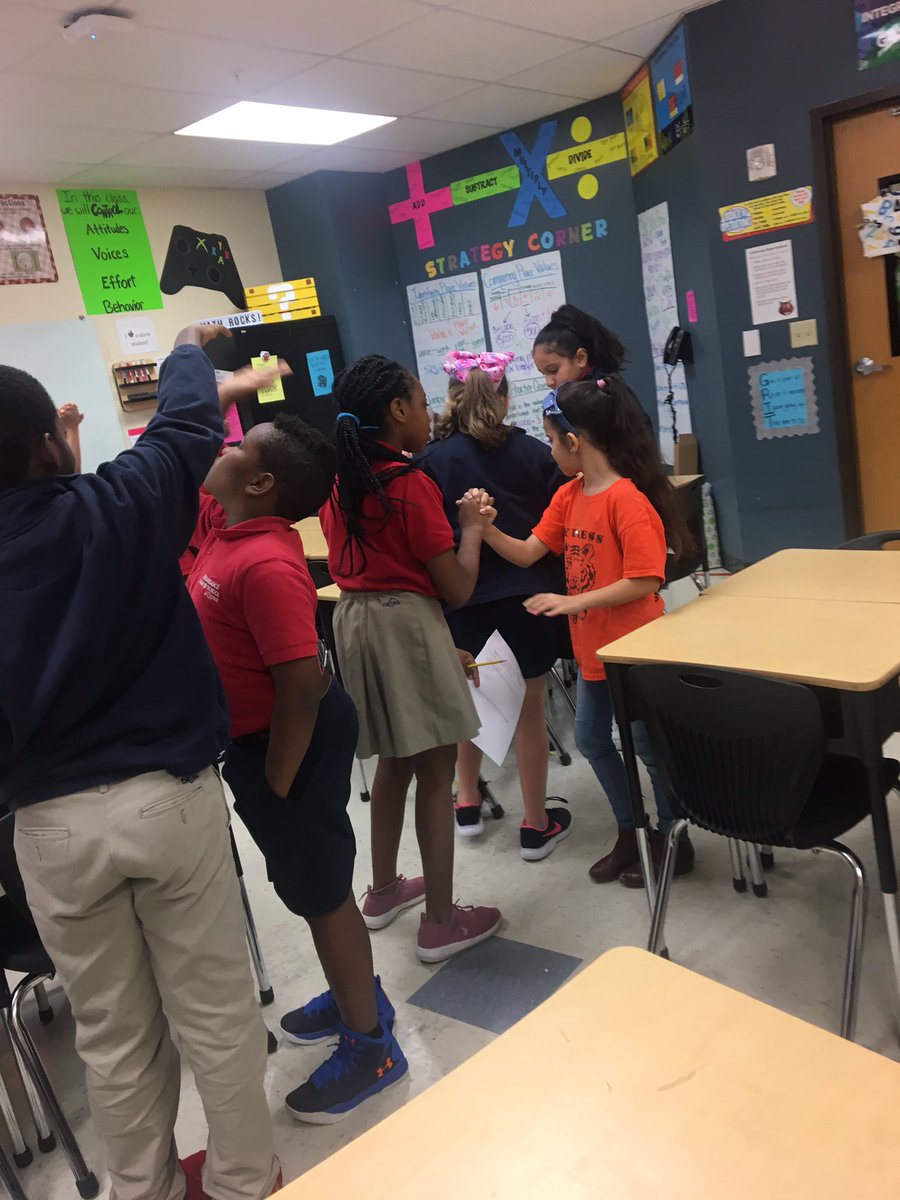 AmandaNiklaus's tweet photo. This week we had fun employing the Kagan Stand Up, Hand Up, Pair Up strategy. Students worked with a different partner for each question to analyze, discuss and solve together. Eavesdropping on their collaborative discussions is my favorite part of this activity! @TigersCypress https://t.co/2arXrhbyT4