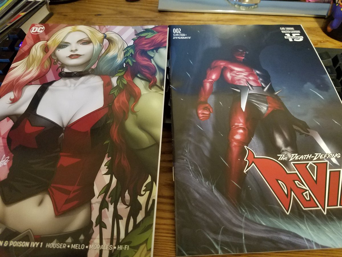 USSStellarDrift's tweet photo. Two of the books I picked up today. I can't wait to read. This was also the last copy of The Death Defying Devil at my comic store (for now). I'm glad others are enjoying it as much as me. @GailSimone @DCComics #HarleyQuinn #PoisonIvy #TheDeathDefyingDevil https://t.co/sp1j0ivQaH