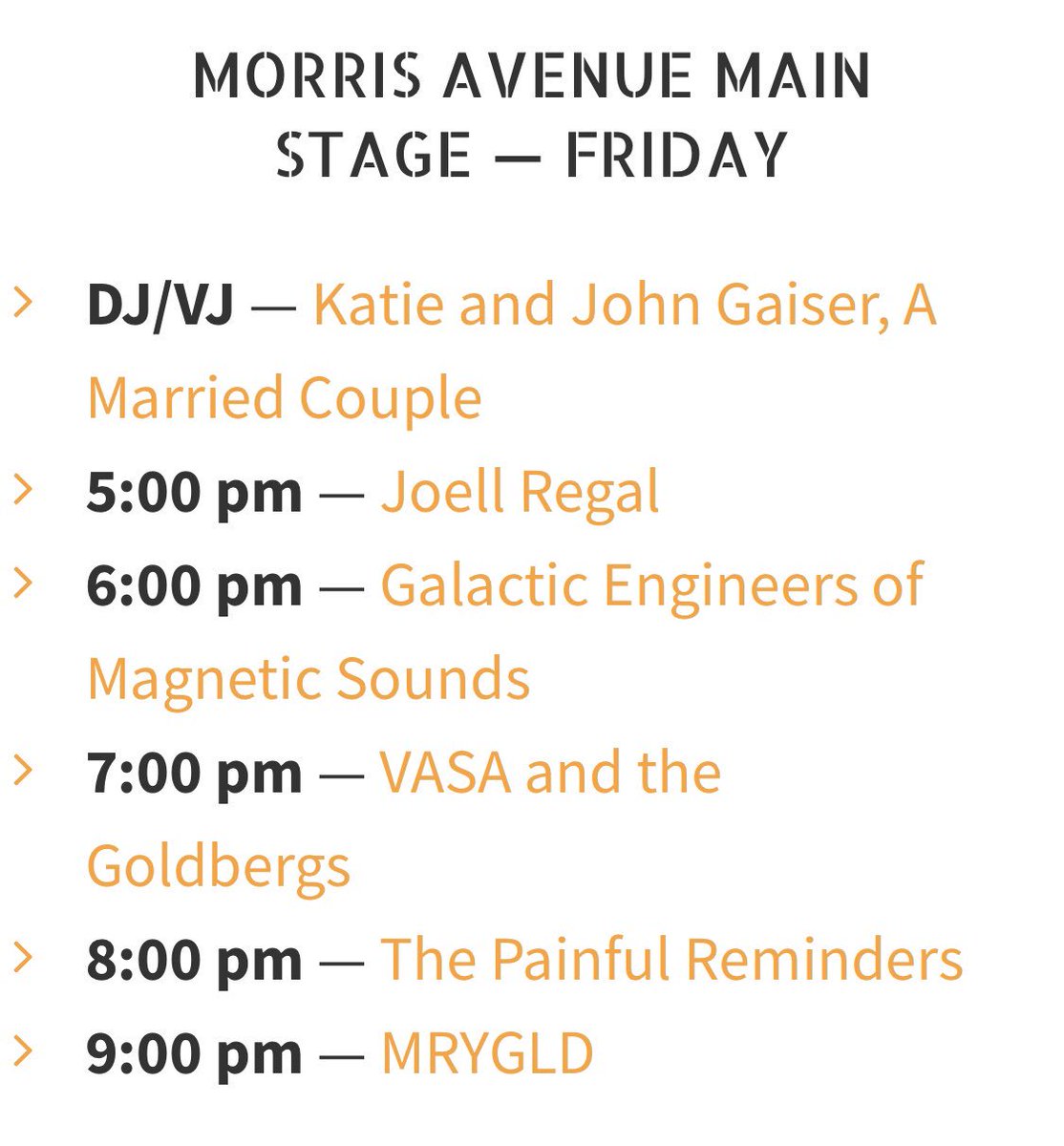 Here are tonights lineups and where they are performing!