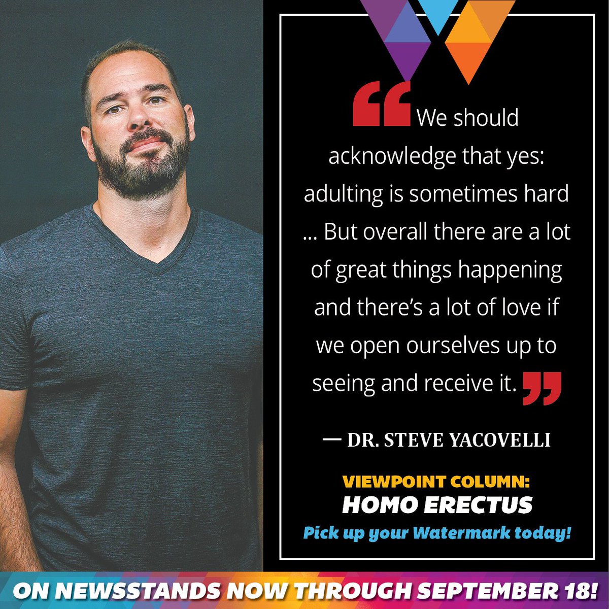 WatermarkOnline's tweet photo. Dr. @Syacovelli gets into positive thinking in his latest "Homo Erectus: The Evolution of Us" https://t.co/FuvSIeDl73 all about it in the latest issue. You can find a copy near you at https://t.co/tNbaH9p8vu https://t.co/9kTu4Y3Jwg