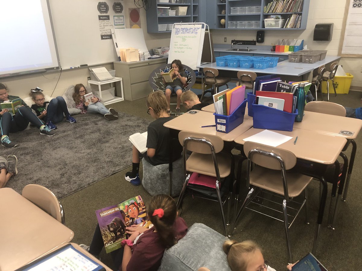 The_Ski_Report's tweet photo. Today we were thinking about ways readers choose book and getting to know our classroom library. We heard some amazing insights about labeling people, how people can change, and connections between texts! Great conversations on Day 3! https://t.co/q8TB3o6qyL