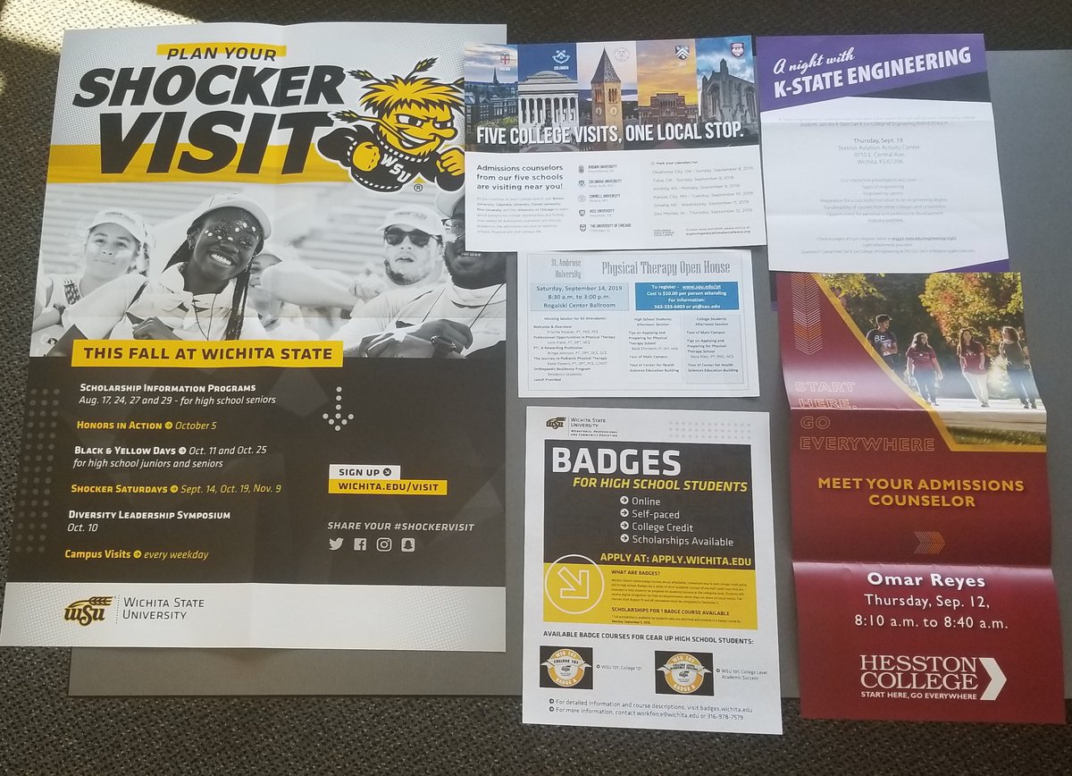 SEbuffCCC's tweet photo. Lots of info headed to the hallways of @WichitaSEHS next week.
What interests you from these flyers?
#ScholarshipBuff #FutureReadyBuff #TestPrepBuff #EventBuff #YouGotMail https://t.co/EIx23zLiLv