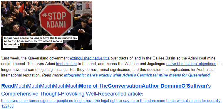 #RightToSayNO to #AdaniMine is at the #HeartOfPoliticalEquality | #AboriginalPeople NOlonger have #LegalRight to #SayNOtoAdaniMine: theconversation.com/indigenous-peo…
#WGARcompilation 7thSept19 ft #AboriginalLandRights #AboriginalCulturalRights #WanganAndJagalingou: groups.google.com/forum/#!topic/…