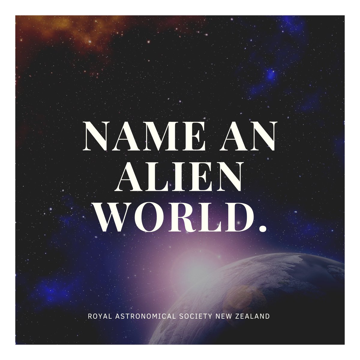 Get. Those. Submissions. In. #NameExoWorldNZ
space.auckland.ac.nz/nameexoworlds/