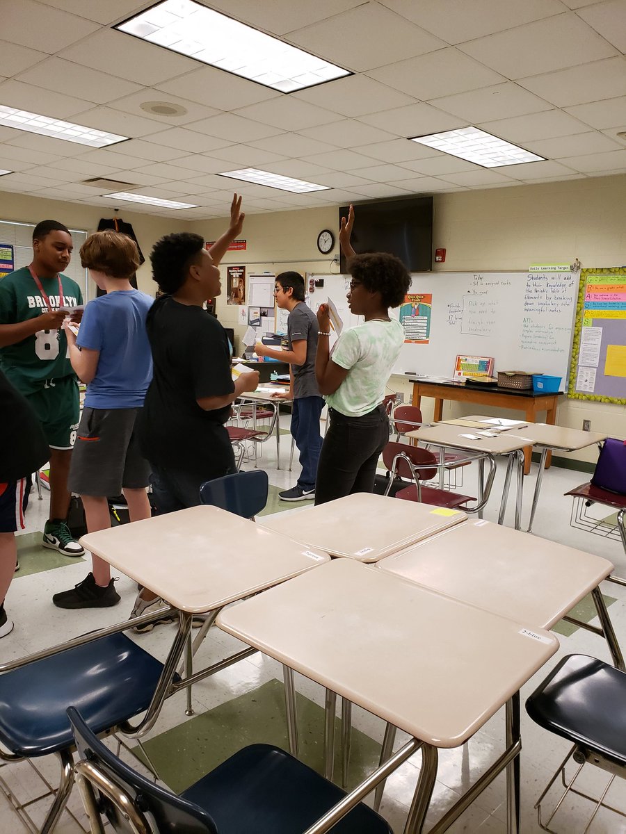ibscience17's tweet photo. @jcibmiddle 8th grade scientists explore the Periodic table of Elements vocab. by participating in a game of quiz, quiz, trade! #air_high_5 greetings are the best!#engaged_students #IB_knowledgeable #IB_risktakers #IB_communicators @JCIBSchool @JEFCOED @amykfmurphy @lightseer https://t.co/aTROXNVF4Z