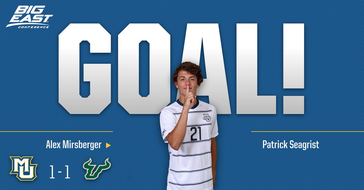 marquettesoccer's tweet photo. 79' | GOOOAAAALLL!!

Alex Mirsberger scores his first career goal as a Golden Eagle in the 79th minute!

The assist goes to Patrick Seagrist.

#WeAreMarquette | #MarquetteSoccer https://t.co/JnYyKO9p2d