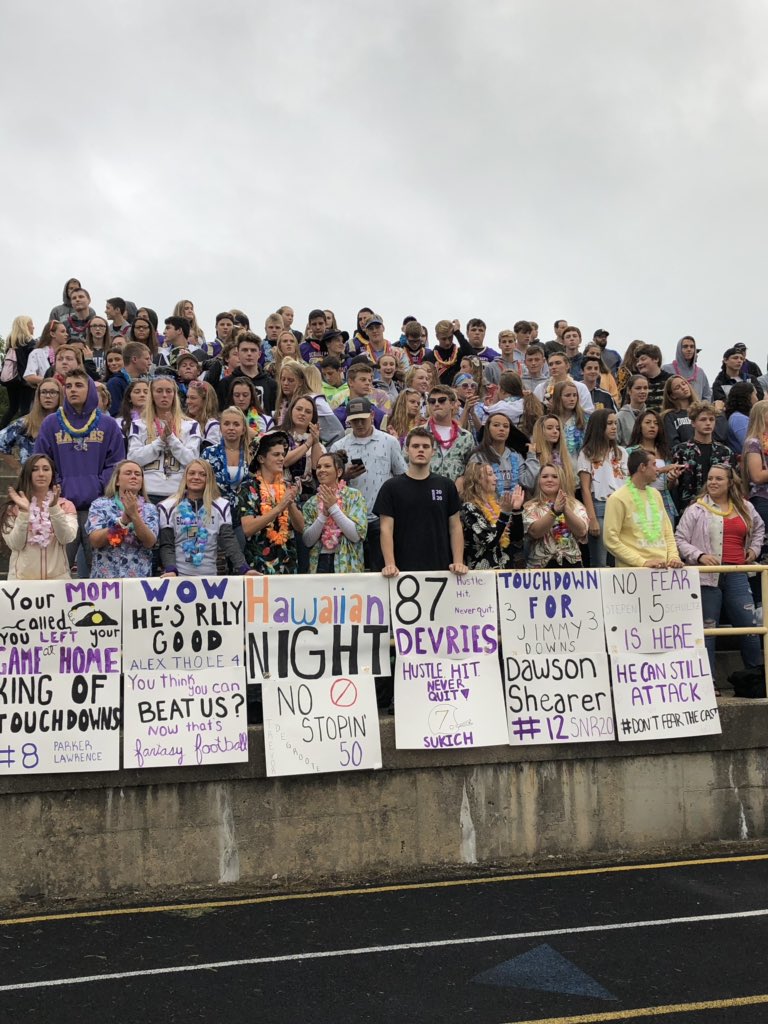 When Hawaii meets the <a href="/SHSstdntsection/">SHS Student Section</a>. The Eagle spirit was brought along with 42 first half points by our team. #schoolcrafteagles