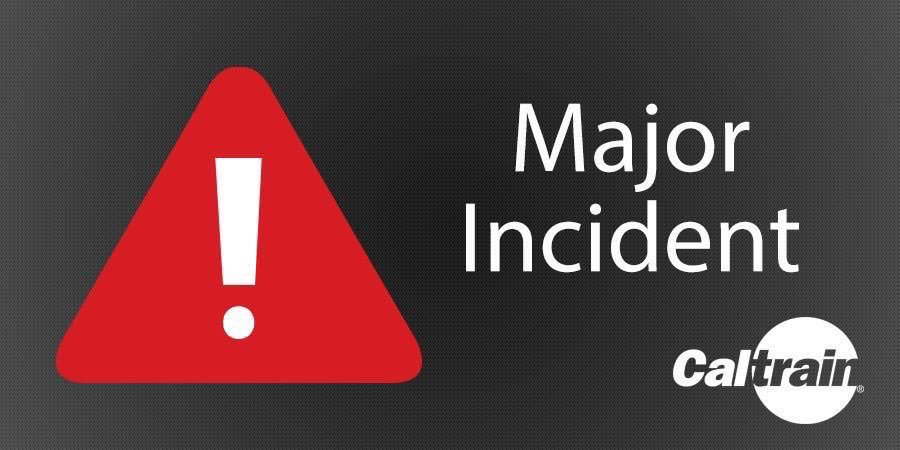Caltrain's tweet photo. ALERT:  #SB272 has struck a vehicle at 25th Ave. in @CityofSanMateo.  #Caltrain https://t.co/t2NV0Zn6Bd