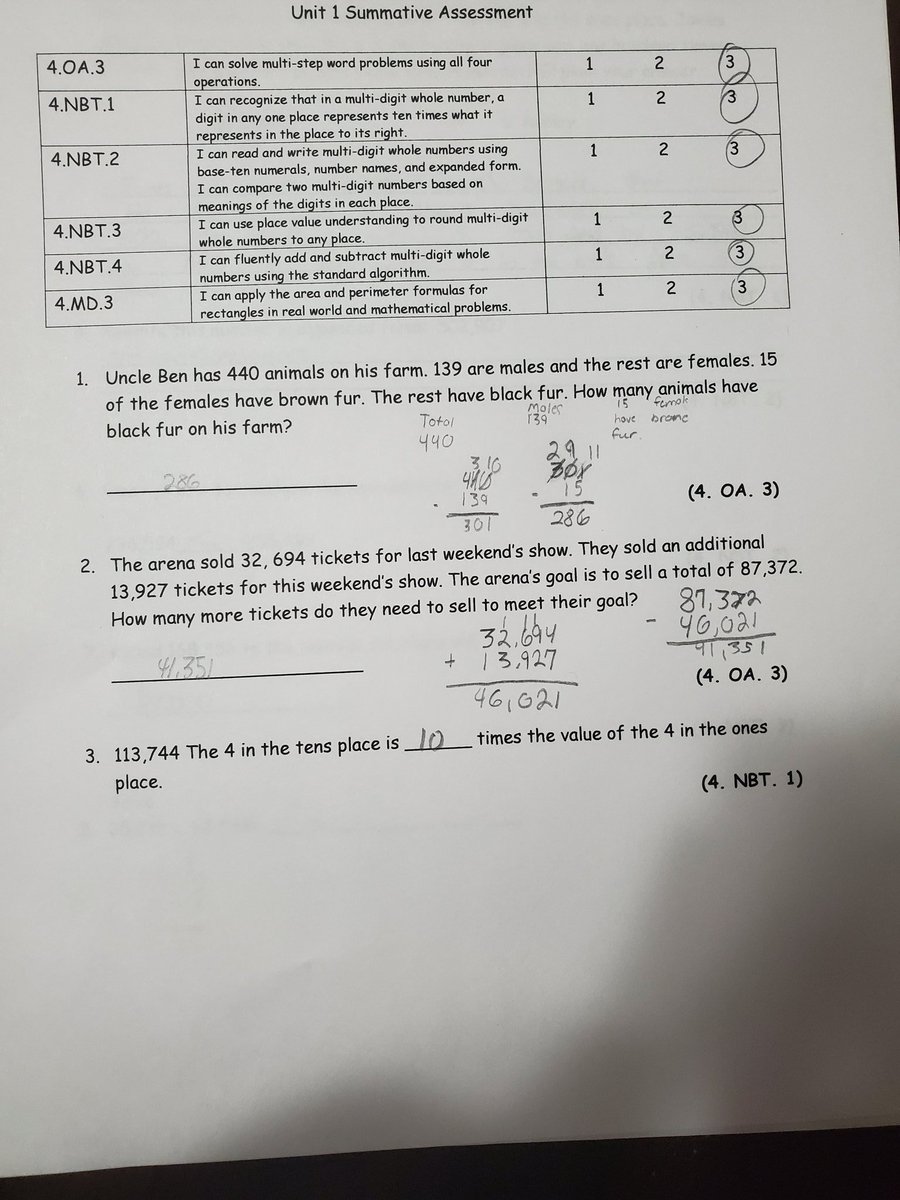 Arielle_C_Scott's tweet photo. When the  PLC process comes home. 🤗I'm a 4th grade teacher and our team designs assessments that reflect the learning targets that we expect our students to know. My son is also a 4th grade student and I wanted to assess what he knows 🤗👏
@SolutionTree @AnisaBusby @NicoleDimich https://t.co/yZS4BHme1o