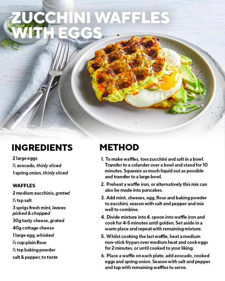 Instead of heading out with your pals for brunch this weekend, why not invite them over to your place and whip up a batch of my tasty Zucchini Waffles?

Find more easy and delicious takes on cafe meals just like this at TIFFXO.com
