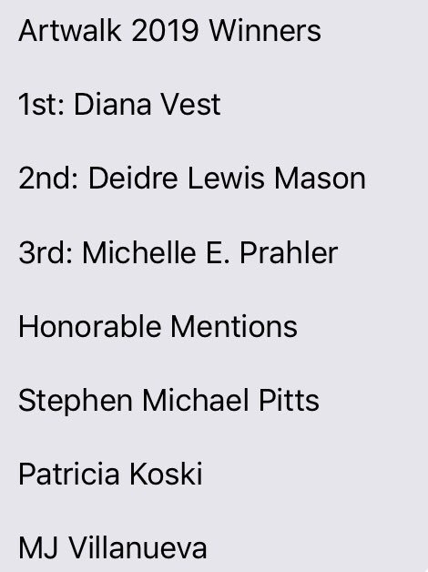 Super big congrats to our 2019 #bhamartwalk winners! Come see them tonight until 10 pm and tomorrow from 10 am - 6 pm!