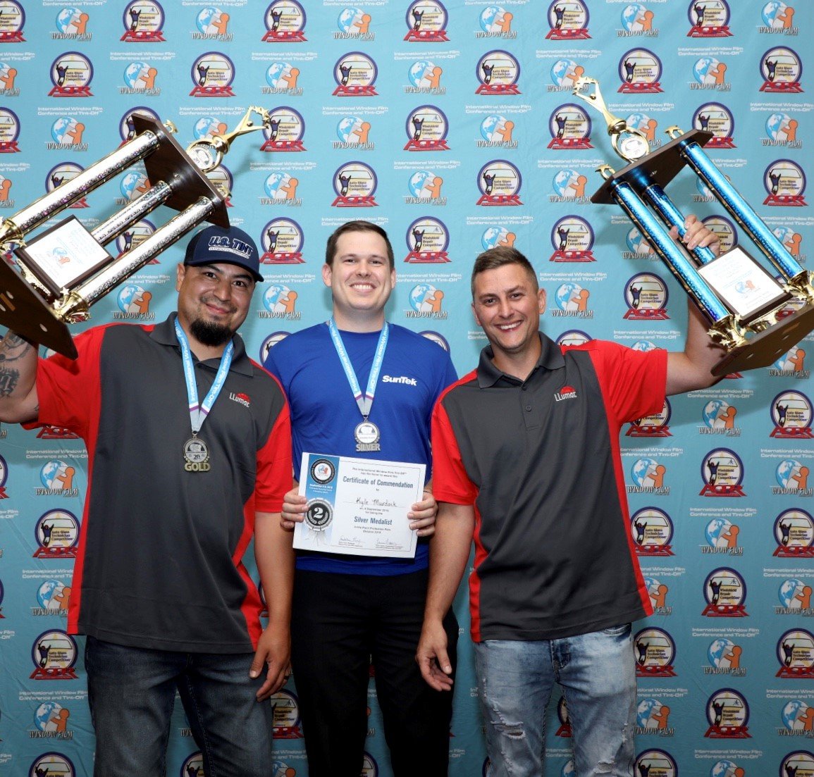 llumarfilms's tweet photo. Congratulations to Arthur from U.s. Tint and Keven from Réflex Teinte.
Arthur took first place in automotive tint and Keven took first place in Arch during this week's #WFCT2019.
Thank you again to all of those who represented LLumar this week during the Tint-Off. https://t.co/aUGUzdA10h