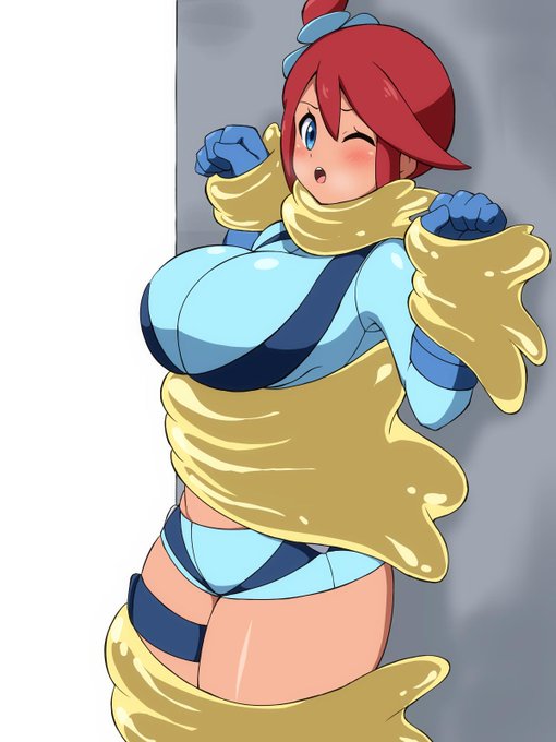 大量のネバネバ弾を浴びせられて身動きの取れなくなったフウロさん 