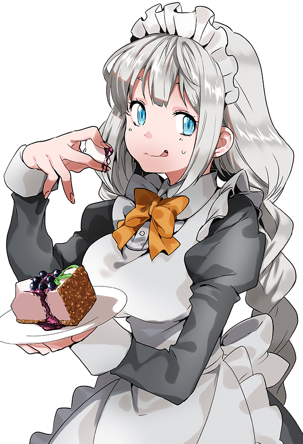 kizuna akari 1girl food maid maid headdress solo long hair blue eyes  illustration images