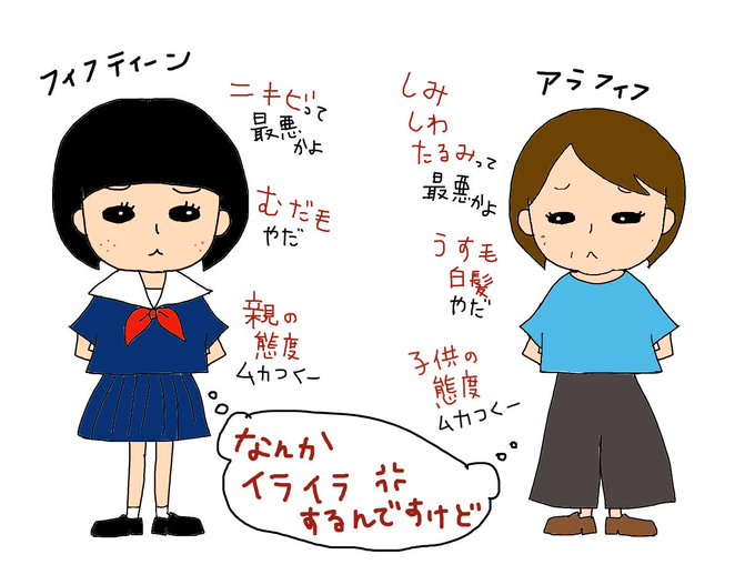 イライラするのはホルモンバランスのせいのtwitterイラスト検索結果