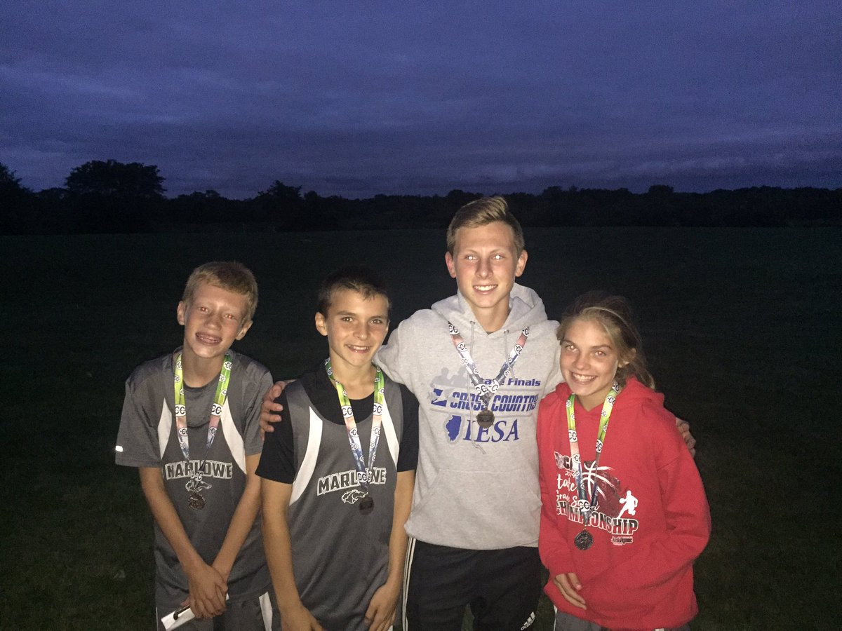 Marlowe_XC's tweet photo. Great way to start meet season!  
6/7 girls Aspen 2nd, girls team 5th place   
6/7 boys Domenic 6th , Riley 5th, team 3rd place 8th grade boys open Andrew 5th place.  Boys seeded race Luke 8th and team 2nd place. So proud! #MMSXC158 #marlowe158 https://t.co/SvF8efYgdz