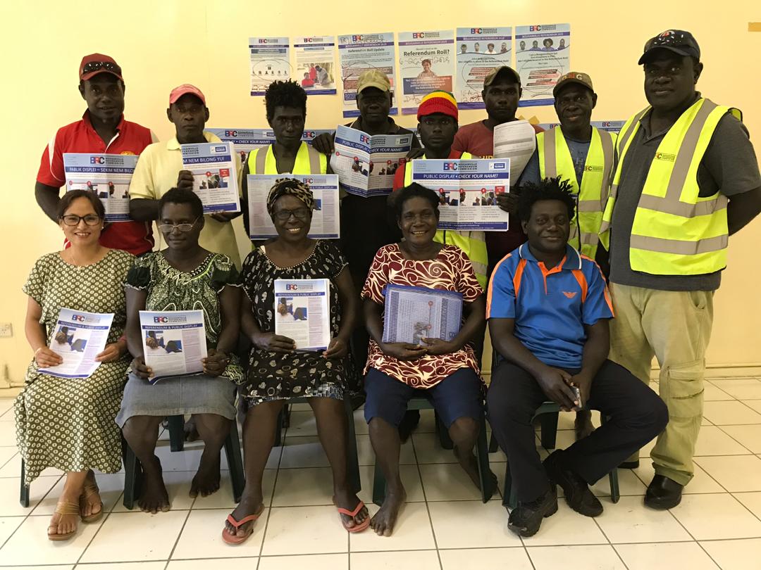 BRC2019's tweet photo. Around Bougainville, awareness for the final enrolment step - the public display of the Preliminary Referendum Roll for inspection, correction and objections until 26 September - is taking place #CheckTheList https://t.co/es3oFnCYRB
