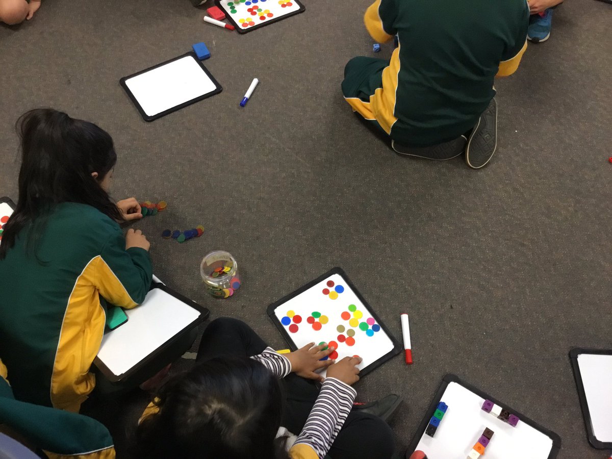 Taking note from our spirals session, Ss developed efficient ways of counting large collections. They had the choice of what numbered dice to use to suit the needs of their learning. We then discussed how this is connected to our multiplication strategies. #ThisIsBlairmount