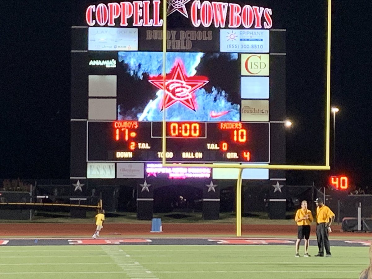 CoppellSports1's tweet image. Coppell Football wins home opener, beats LD Bell Blue Raiders 17-10 in a physical defensive battle moving record to 1-1.  Congrats Cowboys!!