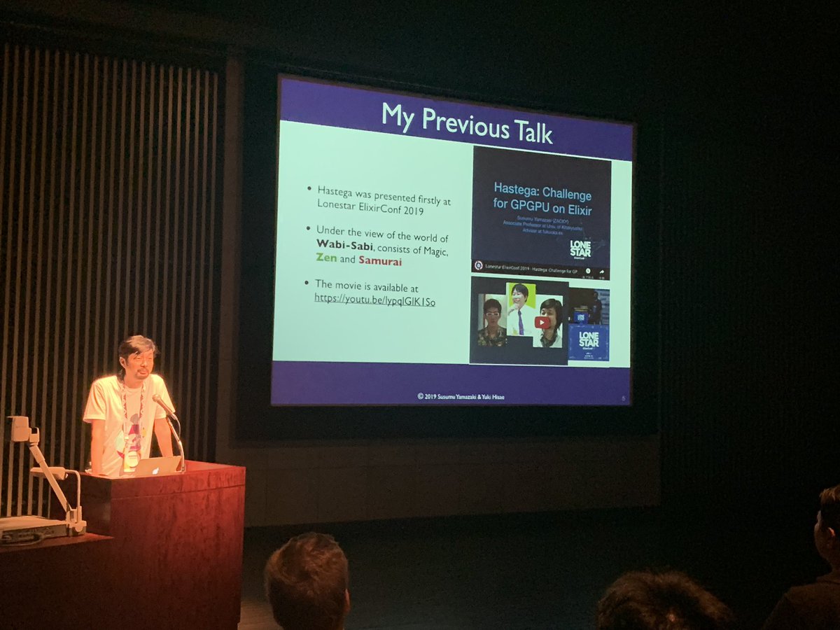 takasehideki's tweet image. @zacky1972 gives a replay talk on #ElixirConf2019 
don’t worry today’s presentation is by Japanese ^^ #ElixirConfJP