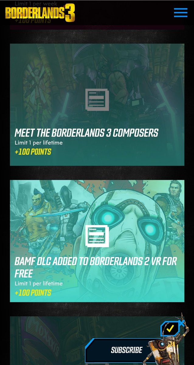 10kBeers's tweet photo. Official @THiRDSHiFTme #VIPReporter here with new activities to report on the #Borderlands VIP site. Another 200pts total go check them out and I can't wait to #Makesomemayhem in #Borderlands3 #LetsMakeSomeMayhem https://t.co/EUIo9r6I8D