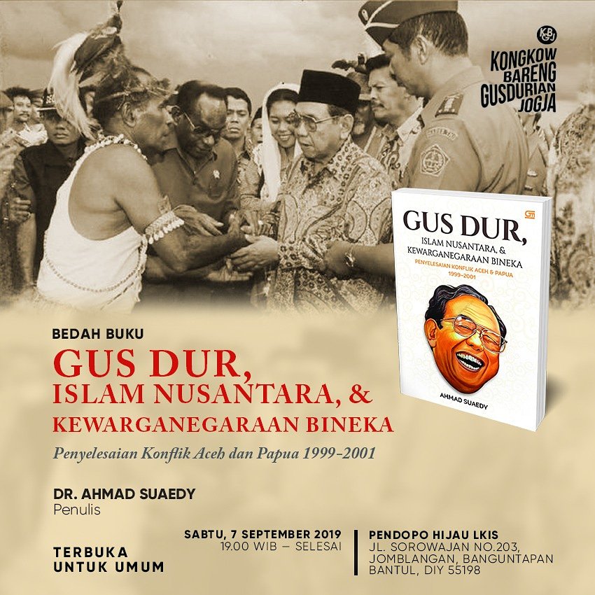 Edisi peringatan Hari Lahir Gusdur.
Malam ini teman-teman @santriGD akan mendengarkan pergerakan #gusdur dalam proses penyelesaian kondisi Aceh dan Papua.
#KangenGusDur

Bantu retweet.
Bang <a href="/Dandhy_Laksono/">Dandhy Laksono</a> @dodoputrabangsa <a href="/fullmoonfolks/">Bhagavad Sambadha</a> pic.x.com/3qTX2s7SIM