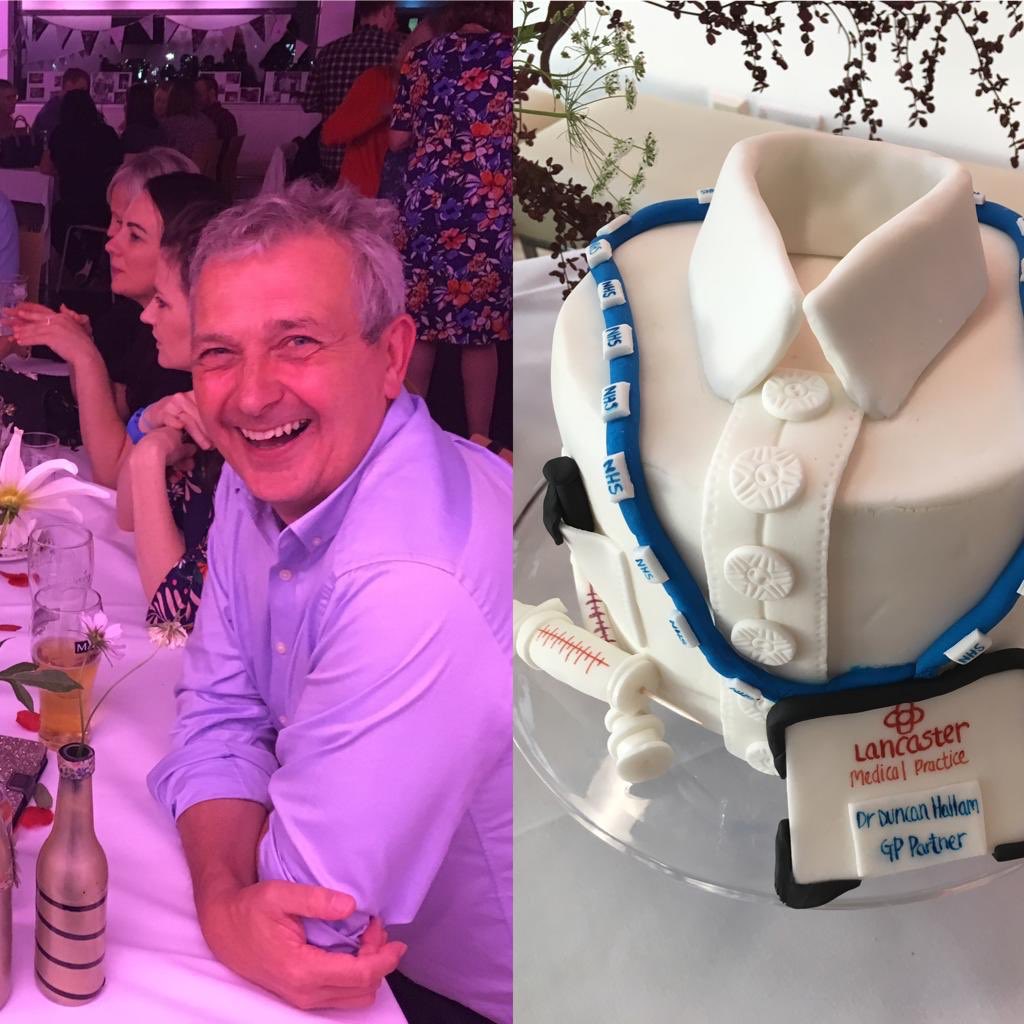 LancasterMedics's tweet photo. Yesterday Dr Duncan Hallam retired after an amazing 24 year career! #TeamLMP won’t be the same without you! #missingyoualready https://t.co/RBS26y914c
