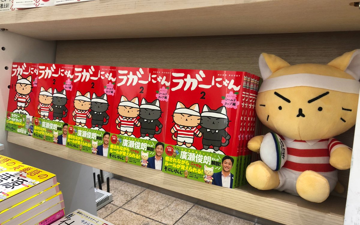 丸善丸の内本店 ２f実用書 ラガーにゃん 待望の２巻が発売 猫がラグビーをする ちょっと意味が分からないかもしれないけど これが面白いんです 猫好きもラグビー好きも そうじゃない人もチラッと読んでみてください クスっとなります ラガー