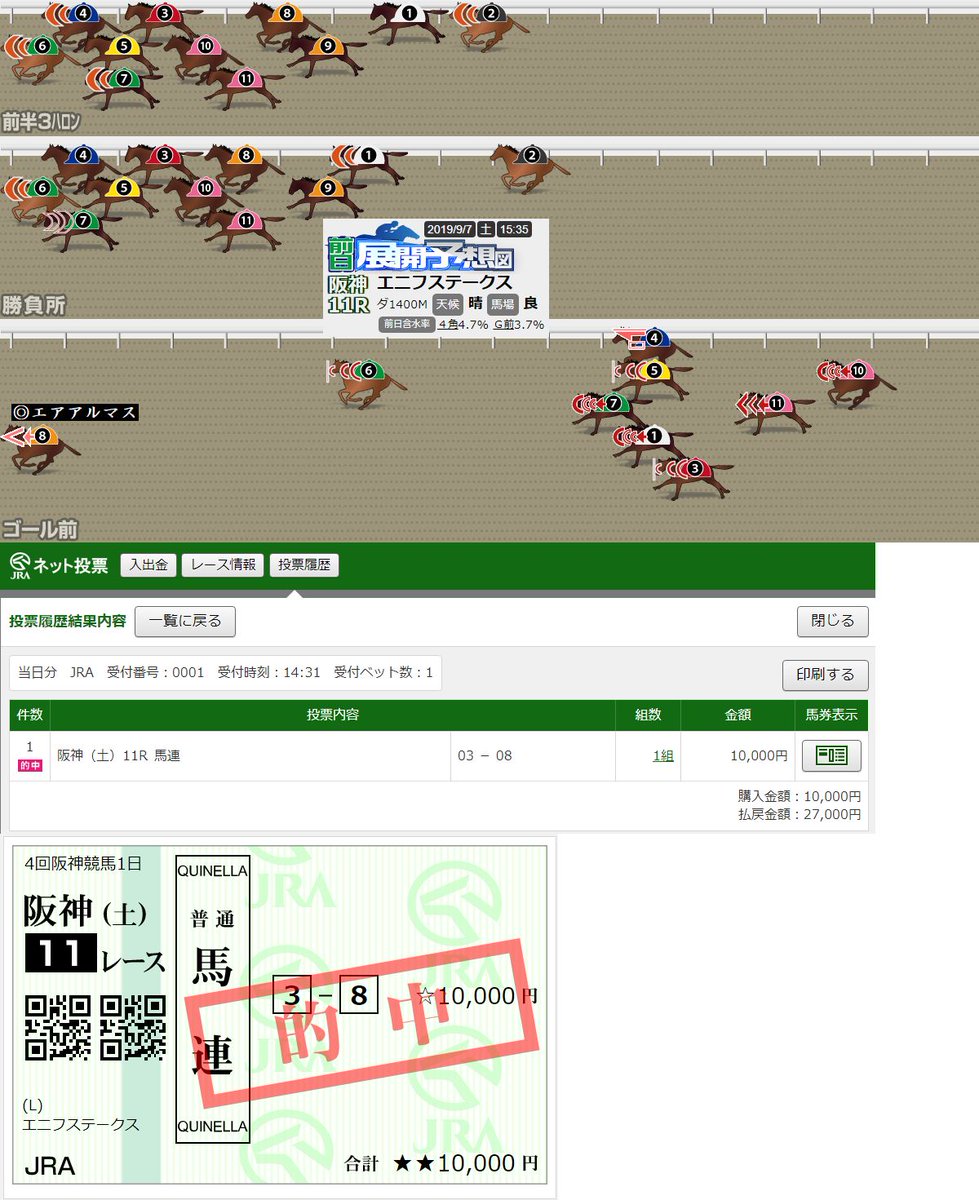 旧 安井涼太 詳しくはプロフィールを参照 ゆきちゃんさんから的中報告です エニフｓは展開予想図 エアアルマスから馬連馬券を1点購入 的中することができました T Co Twbogoo52n Keiba 競馬 ストライド競馬新聞 京成杯ａｈ