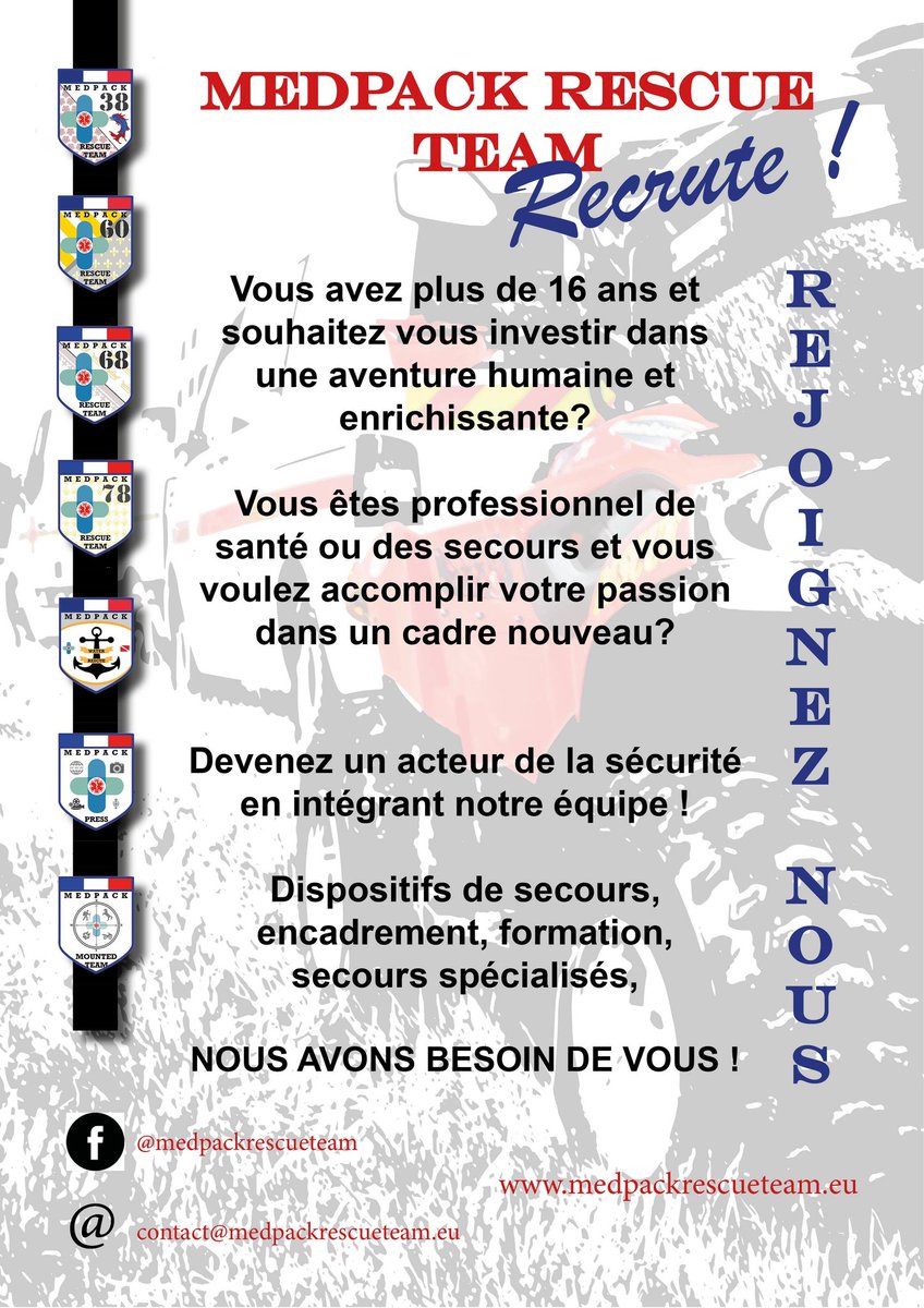 medpack_rescue's tweet photo. #Recrutement 

L'équipe #MRT recrute! 💪🚑

Secouristes, personnel soignant, logisticiens, photographes, secours spécialisés... Vous êtes la personne qu'il nous faut! 😎

Rendez vous sur notre page #Facebook pour plus d'informations ! 

#rescue #medics https://t.co/YprvmJeo43