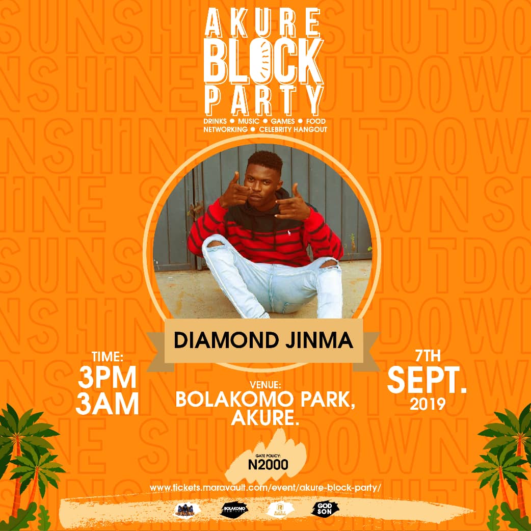 DaPlugCreator's tweet photo. Diamond Jinma would be live at the Akure Block Party todayโโโ
3pm-3am
Bolakomo park, Oyemekun road, Akure
Entry fee: 2k only
#SunshineShutdown
#AkureBlockParty https://t.co/kzYakDbkb8