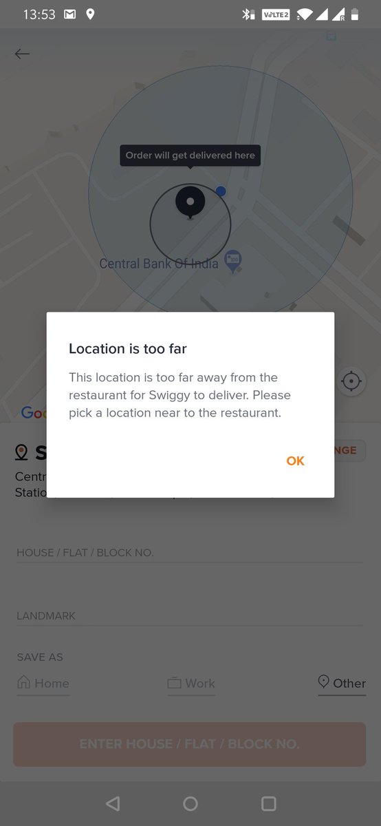 IamSid027's tweet photo. @swiggy_in @SwiggyCares 
Kindly explain why I am unable to place order with the restaurant just a block away. https://t.co/MKuViPA2Rf
