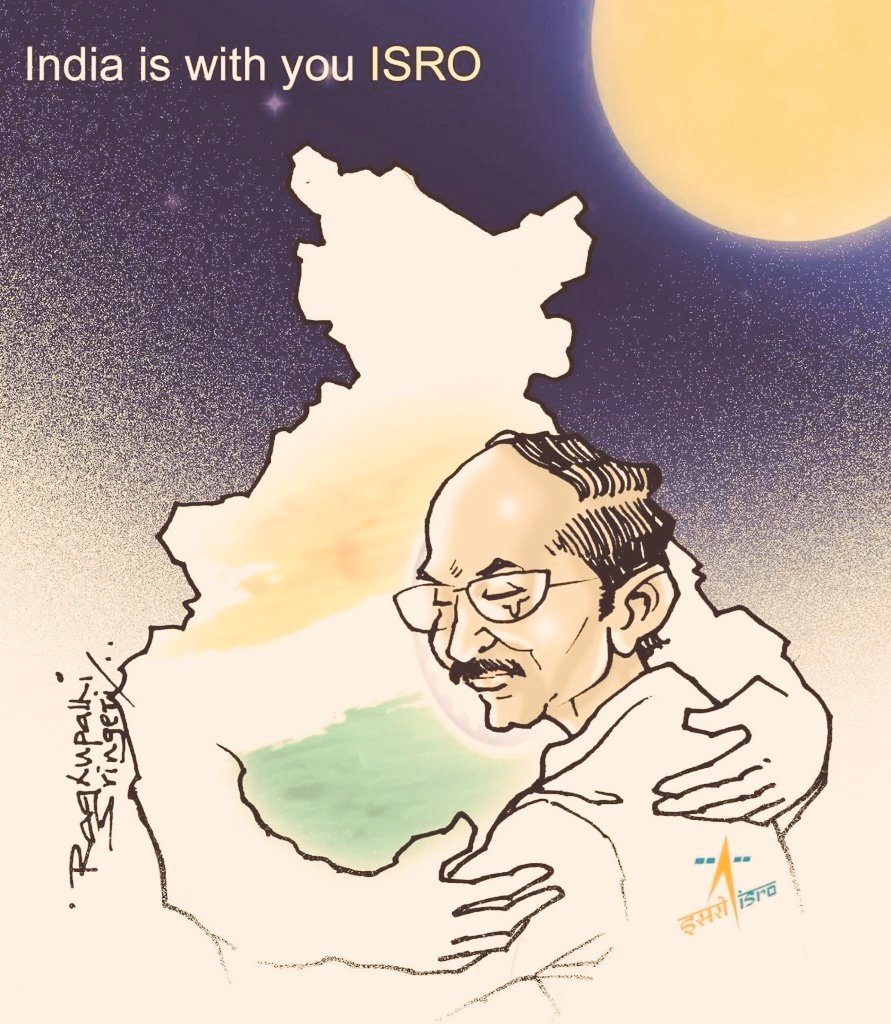 monasheth2005's tweet photo. Hats off to cartoonist Raghupathi Sringeri for capturing  emotion of whole country in one frame!👍

#MonaSheth #WritersLife #ISROMissions #ProudOfISRO https://t.co/HsmJvIqdGJ