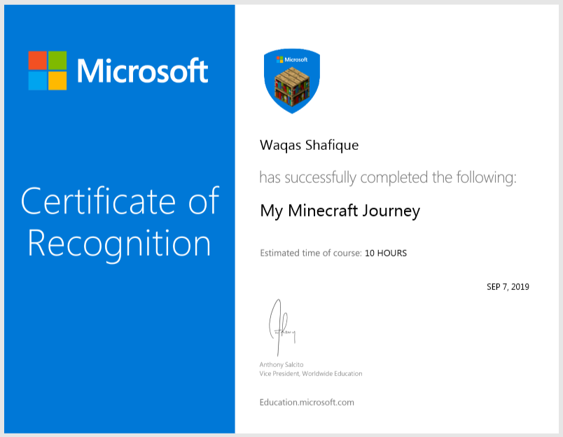 ShafiqueWaqas's tweet photo. Ten hour of in-depth learning, Passing 8 courses on Minecraft Education Edition opened new ways to promote students complex problem solving ,critical thinking ,communication, collaboration and citizenship skills.@MeenooRami
@PlayCraftLearn #MinecraftEdu #Minecraftcertified https://t.co/Uqib9FoI4z