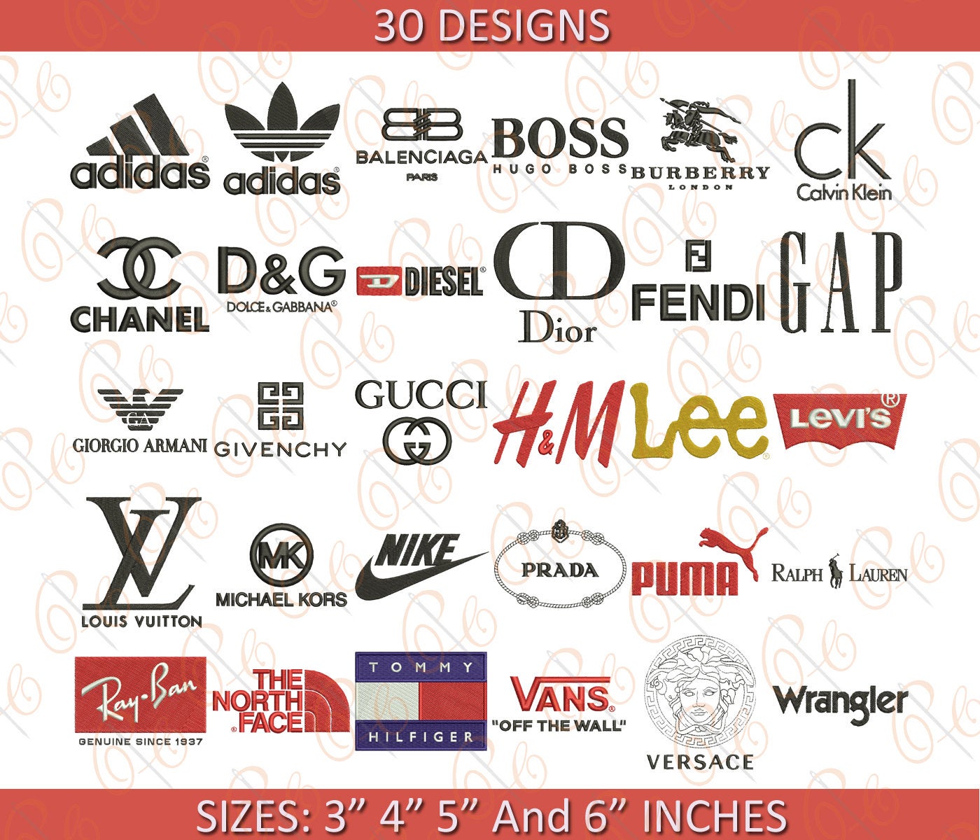 Fashion Brands Street Sign Embroidery Designs