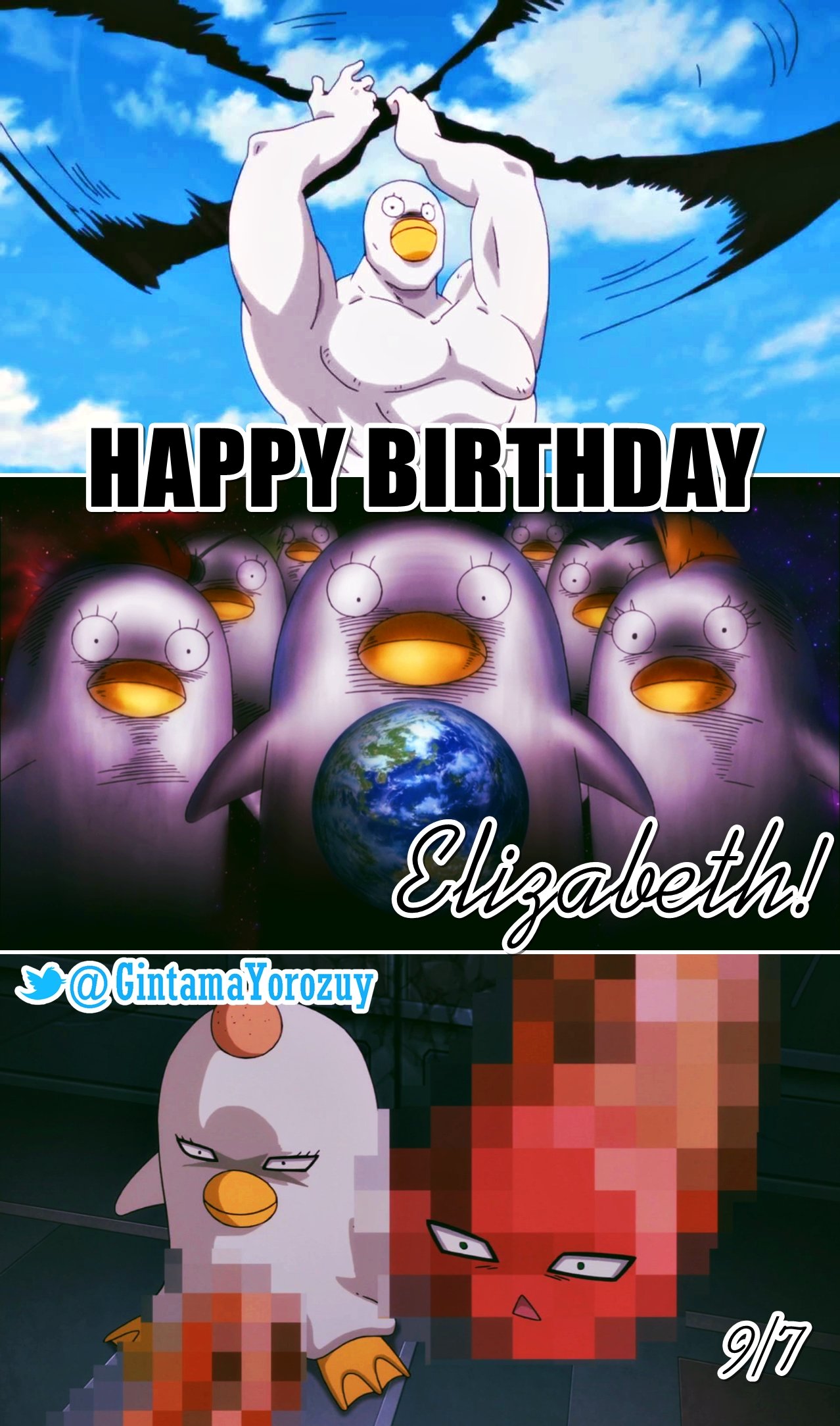 Gintama Yorozuya Happy Birthday Elizabeth エリザベス生誕祭19 エリザベス誕生日19 エリザベス生誕日 エリザベス誕生日 いいねした人全員フォローする 9月7日はエリザベスの 誕生日 銀魂 Gintama Anime Manga Silversoul