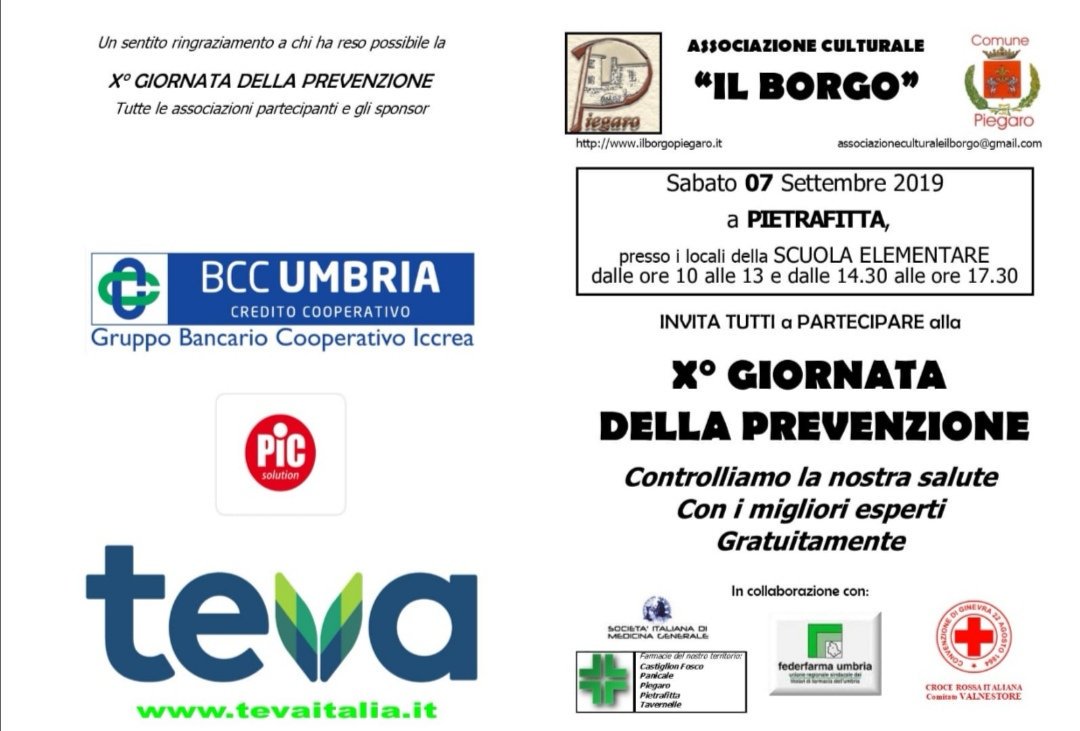 amicidellavista's tweet photo. Oggi a Pietrafitta X Giornata della Prevenzione grazie al dott. Peltristro che ne è il promotore. Ci saremo anche noi!! https://t.co/rd82wbIhQZ