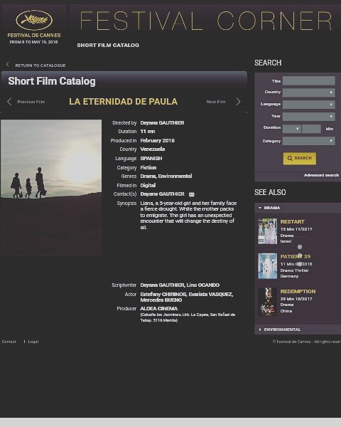Desde #LacauColorGrading nos sentimos muy complacidos de acompañar en procesos de posproducción a una gama diversa de cortos, largos, videoclips y otros formatos. Hoy recordamos el hermoso recorrido internacional del corto <a href="/eternidaddPaula/">LaEternidadDePaula</a> de <a href="/dayanagauthier/">Dayana Gauthier</a> <a href="/HistoriasProdu/">Historias Producciones</a> 🎥