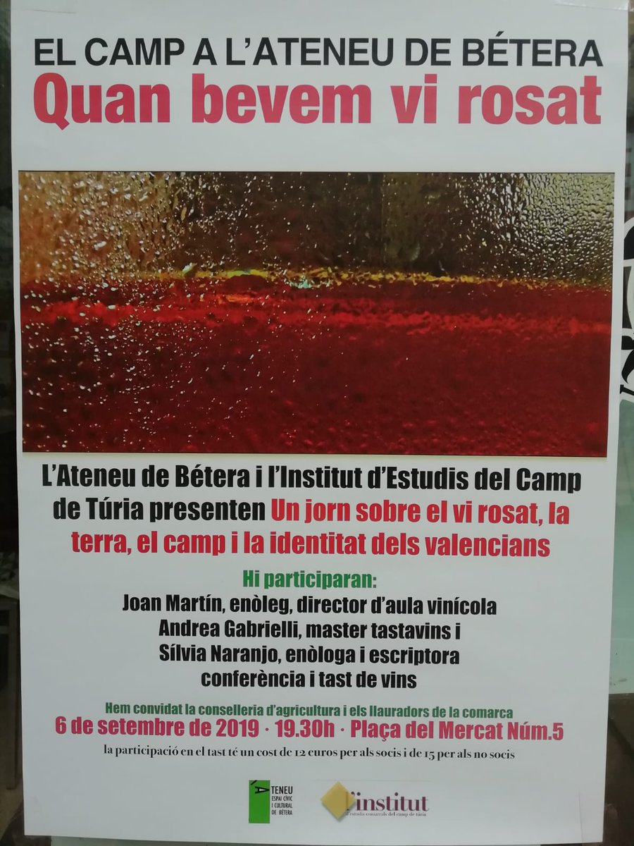 LaGuiaVinsCat's tweet photo. Amb @AulaVinicola a @ateneubetera xerrant sobre vins rosats i varietats @DOCatalunya #vicatalà #vivalencià #cava #boval #garnatxa #trepat #sumoll https://t.co/O09QN3mmJL