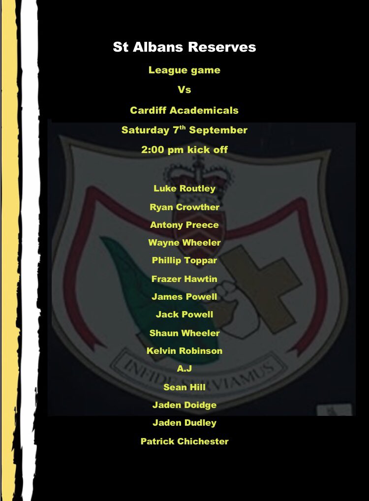 2ndsSt's tweet photo. Game day! The boys first league game of the season against Cardiff Academicals. 2:00pm kick off Tremorfa park-come support the boys! https://t.co/GJ3fojaWsW