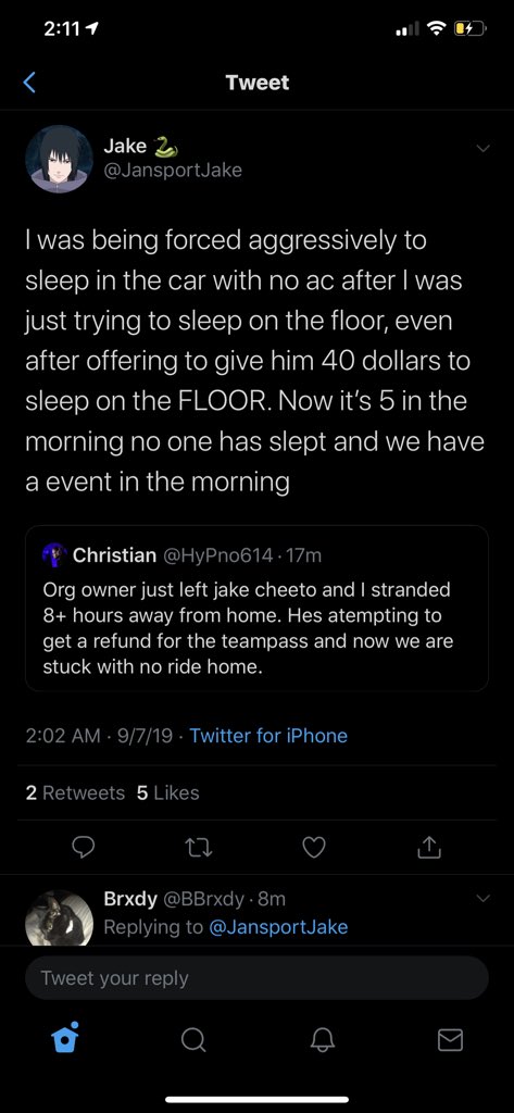 Just wanted to let <a href="/EsportsClt/">Charlotte esports</a> <a href="/CLT_PathFinder/">CLT PathFinder</a> that @VooDoo4TW the owner of @CrackedEs had stranded players in Charlotte, and is refusing to bring them home after the event.

As for Voodoo, I want answers and you need to provide a solution for these players ASAP.