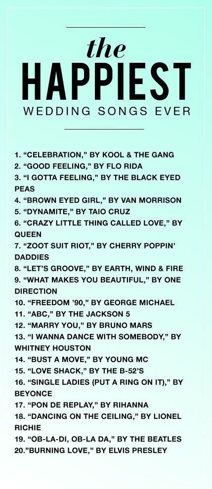 #WeddingMusic top 20 predictable Wedding songs, Wedding song list buff.ly/2LyAC26