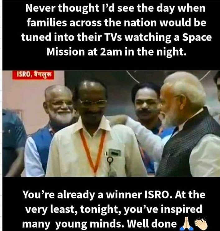 Geeta195's tweet photo. We are proud of you #ISRO 
🙌🙌🙌
Jai Hind🇮🇳🇮🇳

Jai #ISRO #Chandrayan2 https://t.co/unjGflPqha