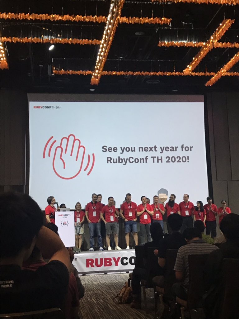 And that’s a wrap for #rubyconfth! Thanks for an awesome conference, hope to see you next year <a href="/rubyconfth/">RubyConf Thailand</a>
